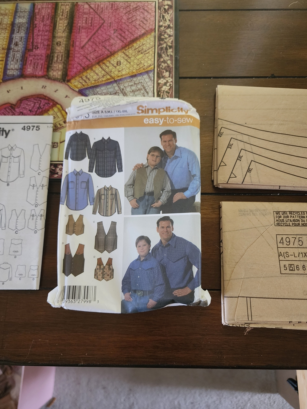 Simplicity Easy-to-Sew Men's & Boys' Shirt + Vest Pattern (4975) - Blue